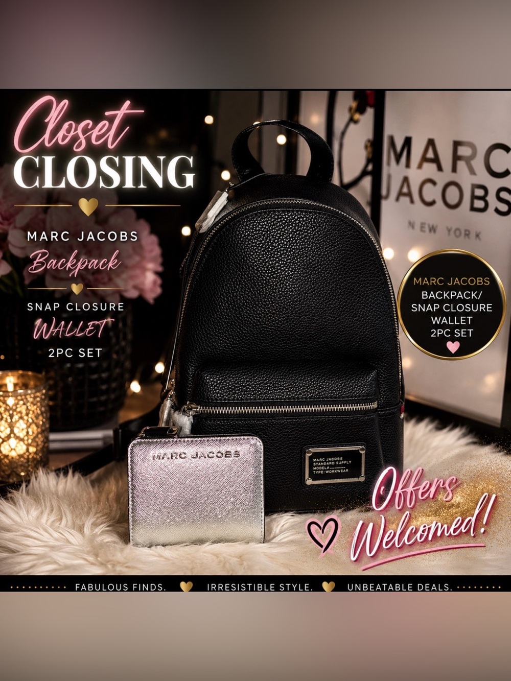 Marc Jacobs Backpack/Snap Closure Wallet 2pc Set